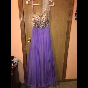 Size 4 Purple prom dress with rhinestones.